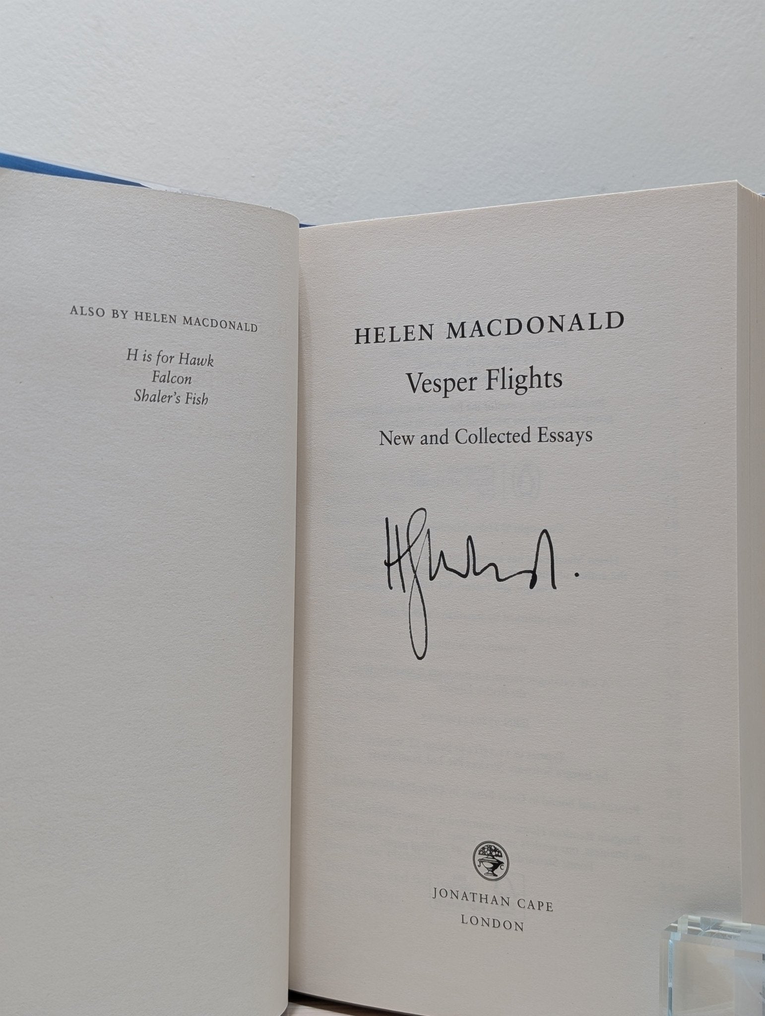 Vesper Flights: new and collected essays by Helen Macdonald (Signed First Edition) - Fialta Books