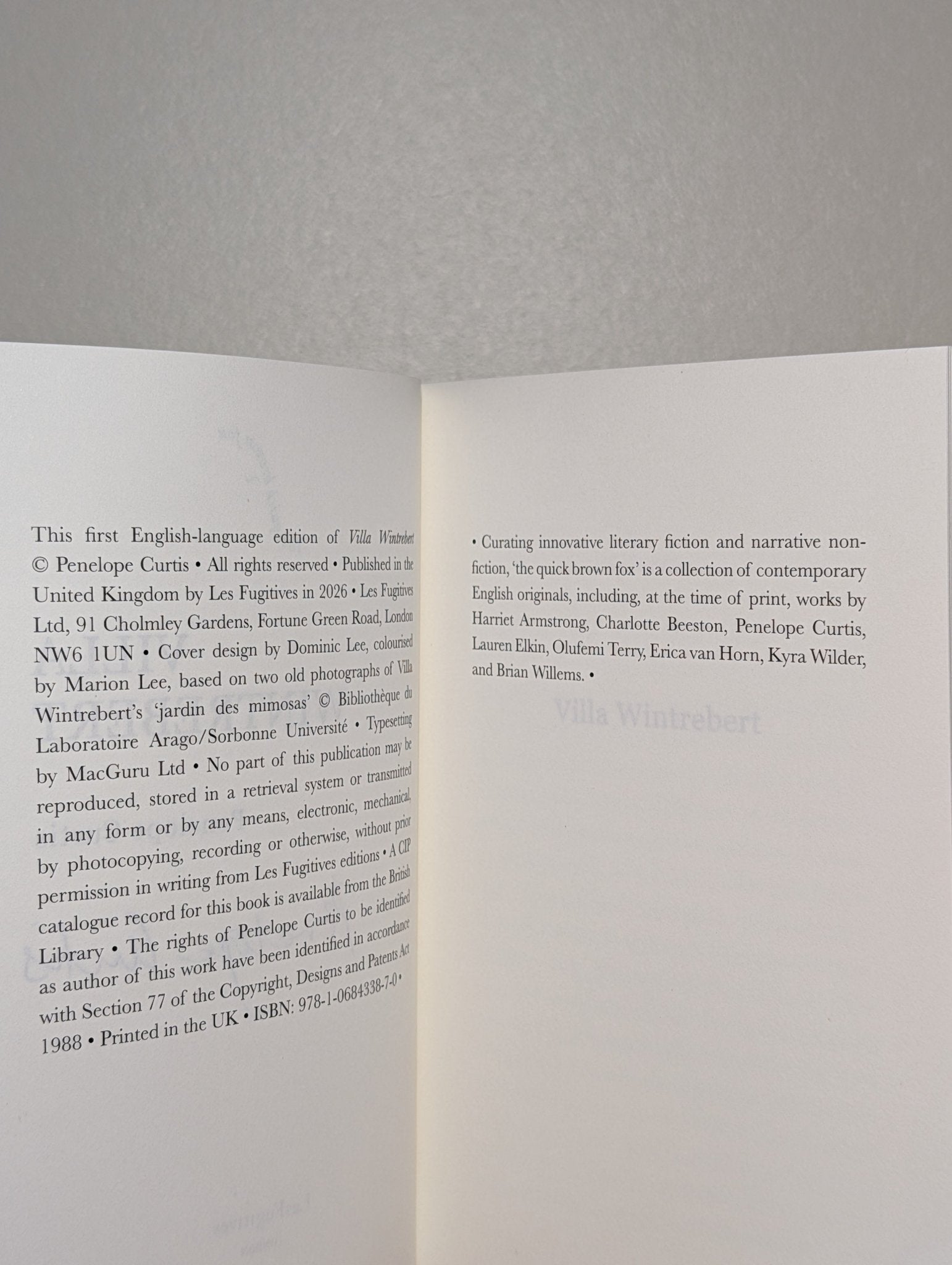 Villa Wintrebert by Penelope Curtis (Signed First Edition) - Fialta Books