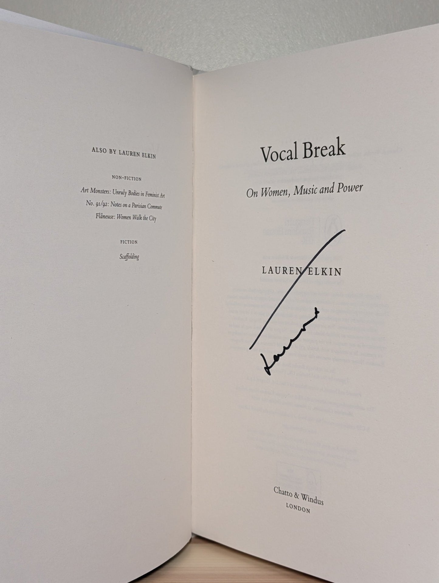 Vocal Break by Lauren Elkin (Signed First Edition) - Fialta Books