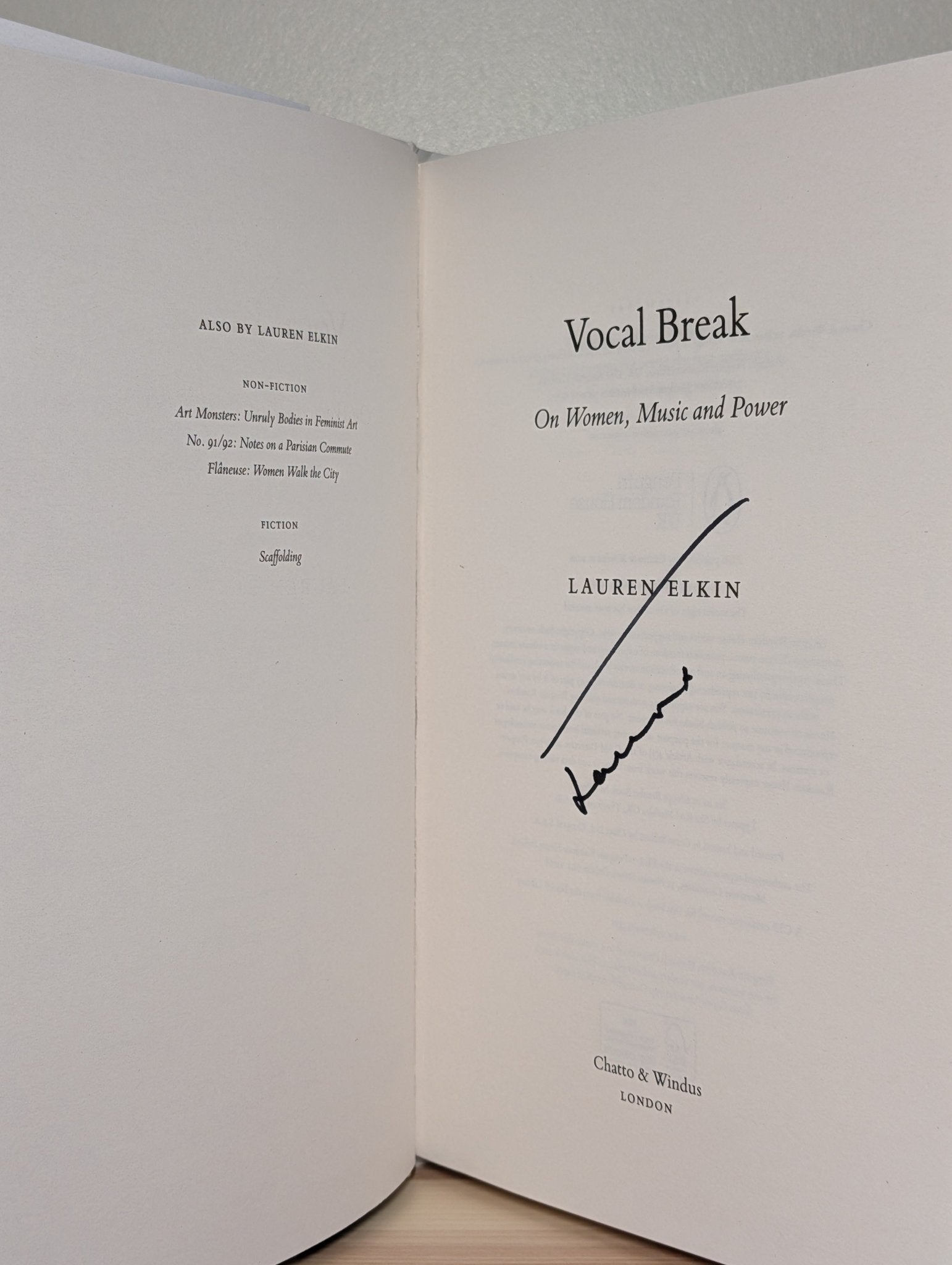 Vocal Break by Lauren Elkin (Signed First Edition) - Fialta Books