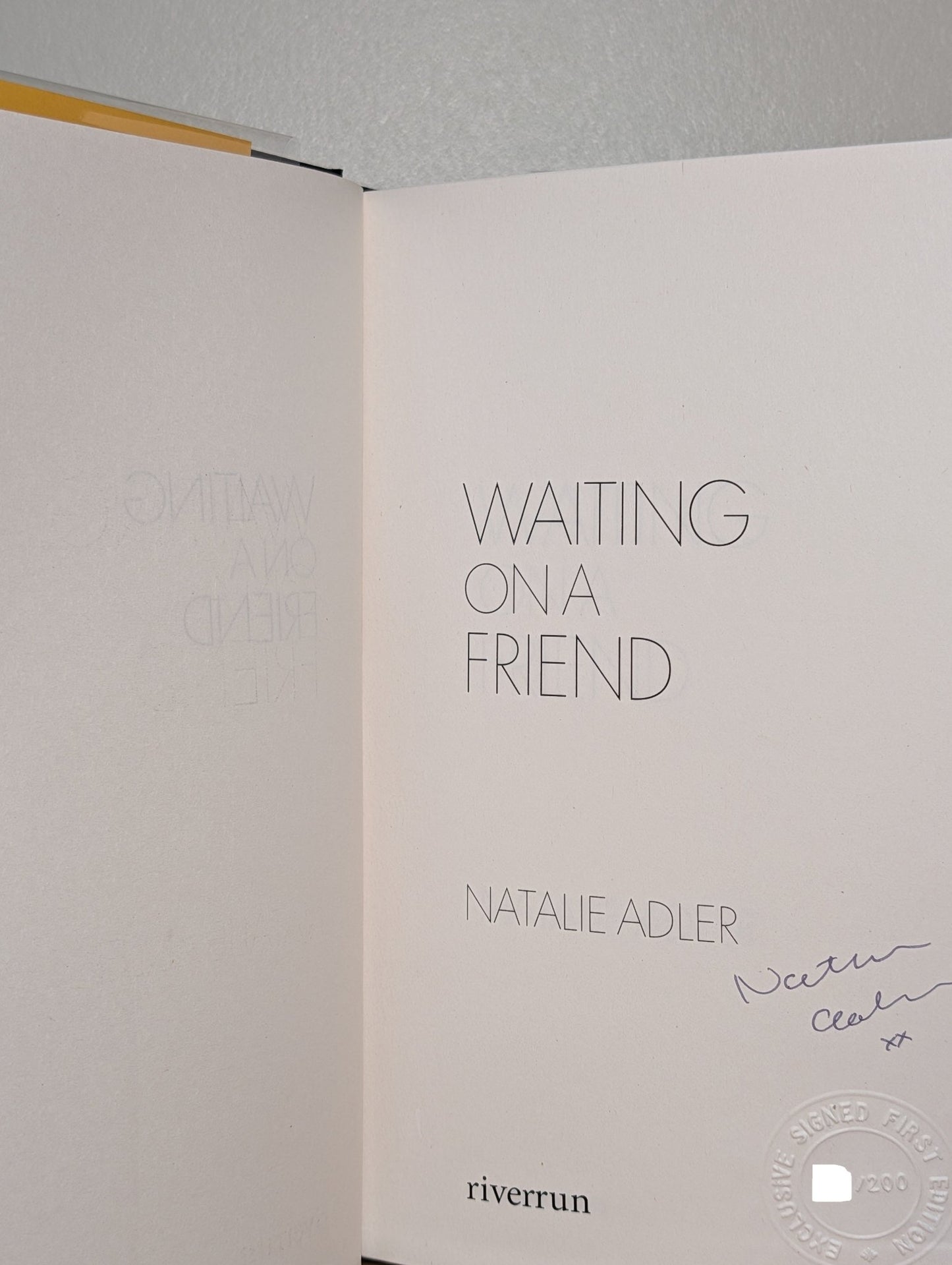 Waiting on a Friend by Natalie Adler (Signed First Edition) - Fialta Books
