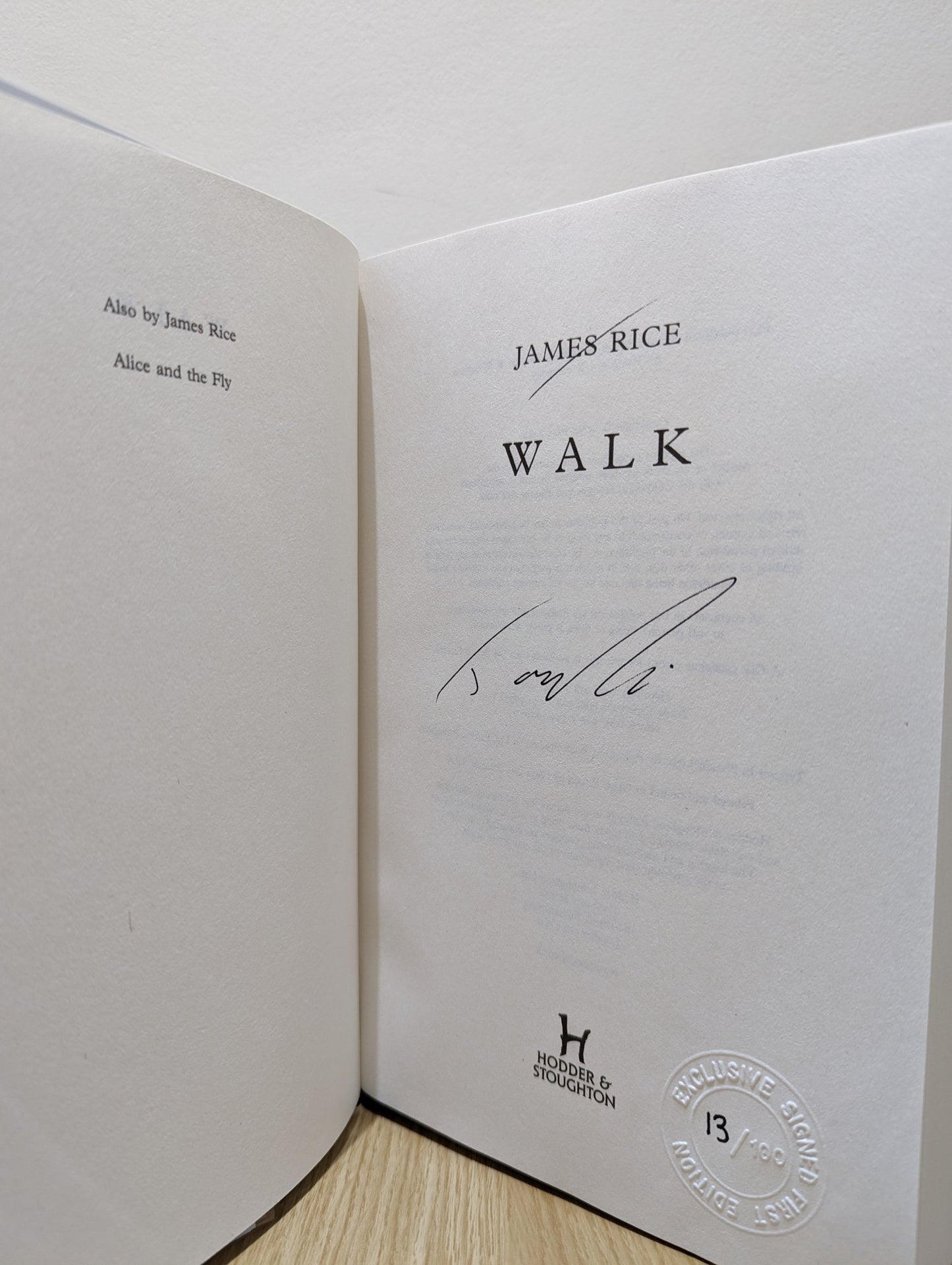 Walk: A Novel by James Rice (Signed First Edition) - Fialta Books