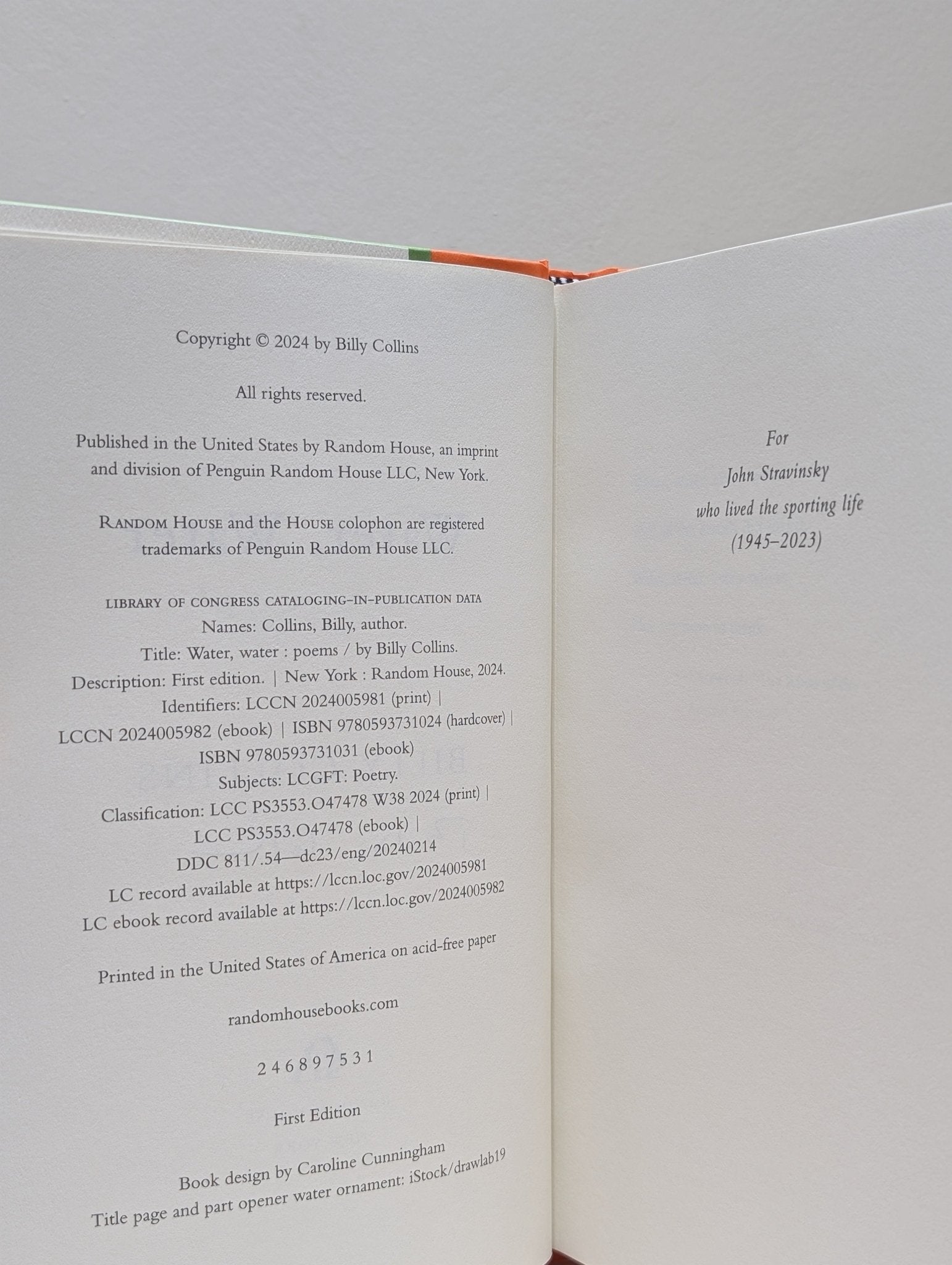 Water, Water: Poems by Billy Collins (Signed First Edition) - Fialta Books