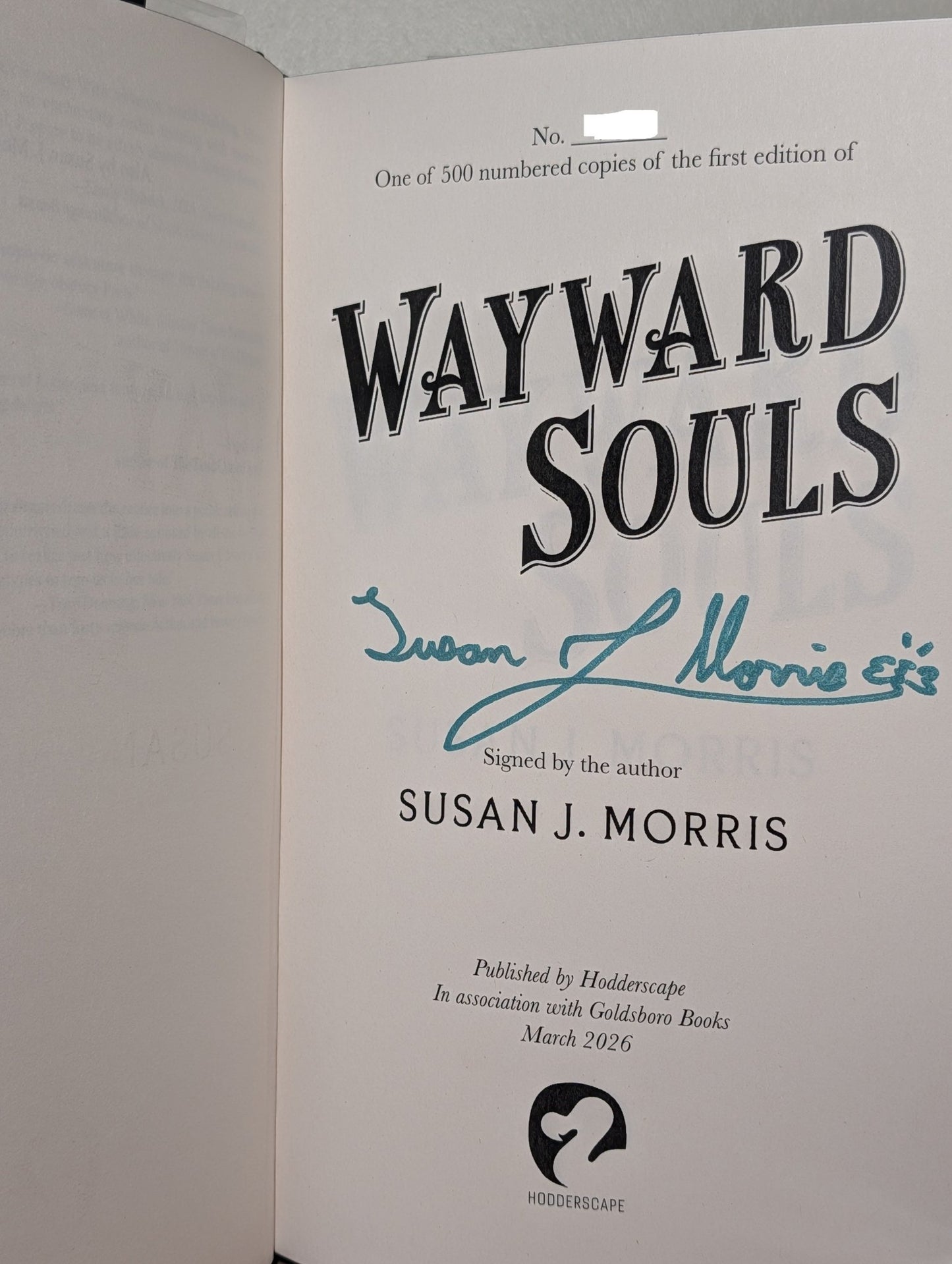 Wayward Souls by Susan J. Morris (Signed First Edition with sprayed edges) - Fialta Books
