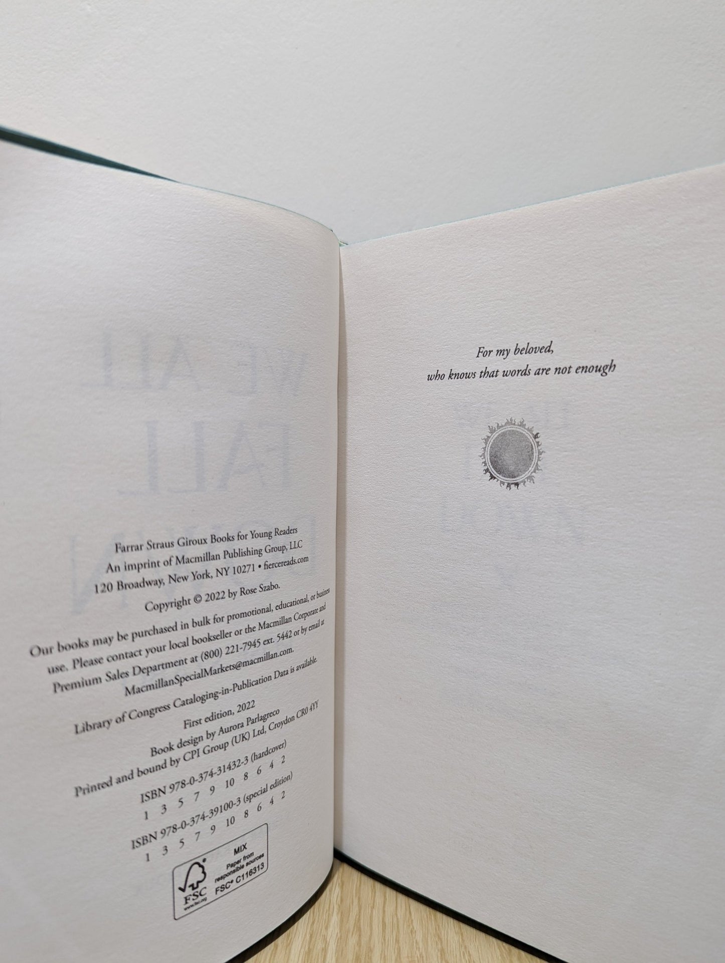 We All Fall Down by Rose Szabo (Signed First Edition with sprayed edges) - Fialta Books