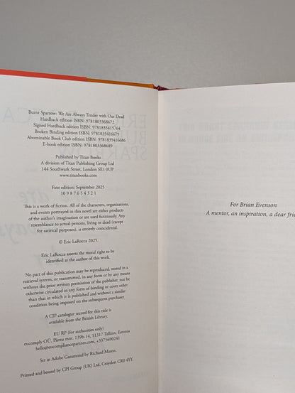 We Are Always Tender with Our Dead by Eric LaRocca (Signed First Edition) - Fialta Books