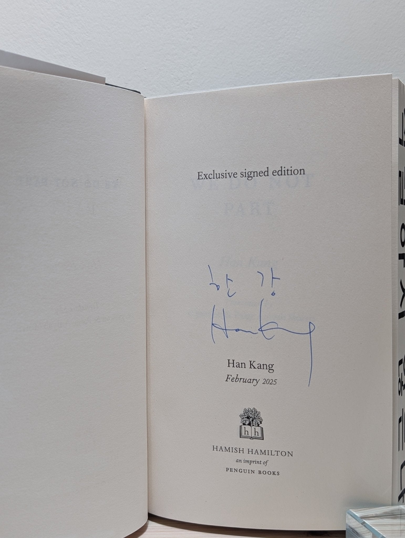 We Do Not Part by Han Kang (Signed First Edition) - Fialta Books