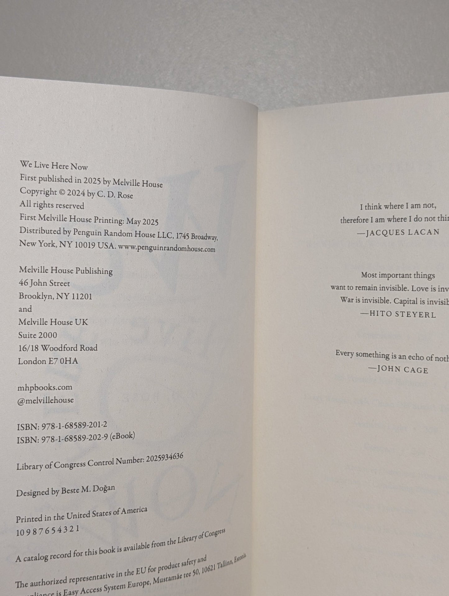 We Live Here Now (Signed Dated First Edition) by C.D. Rose - Fialta Books