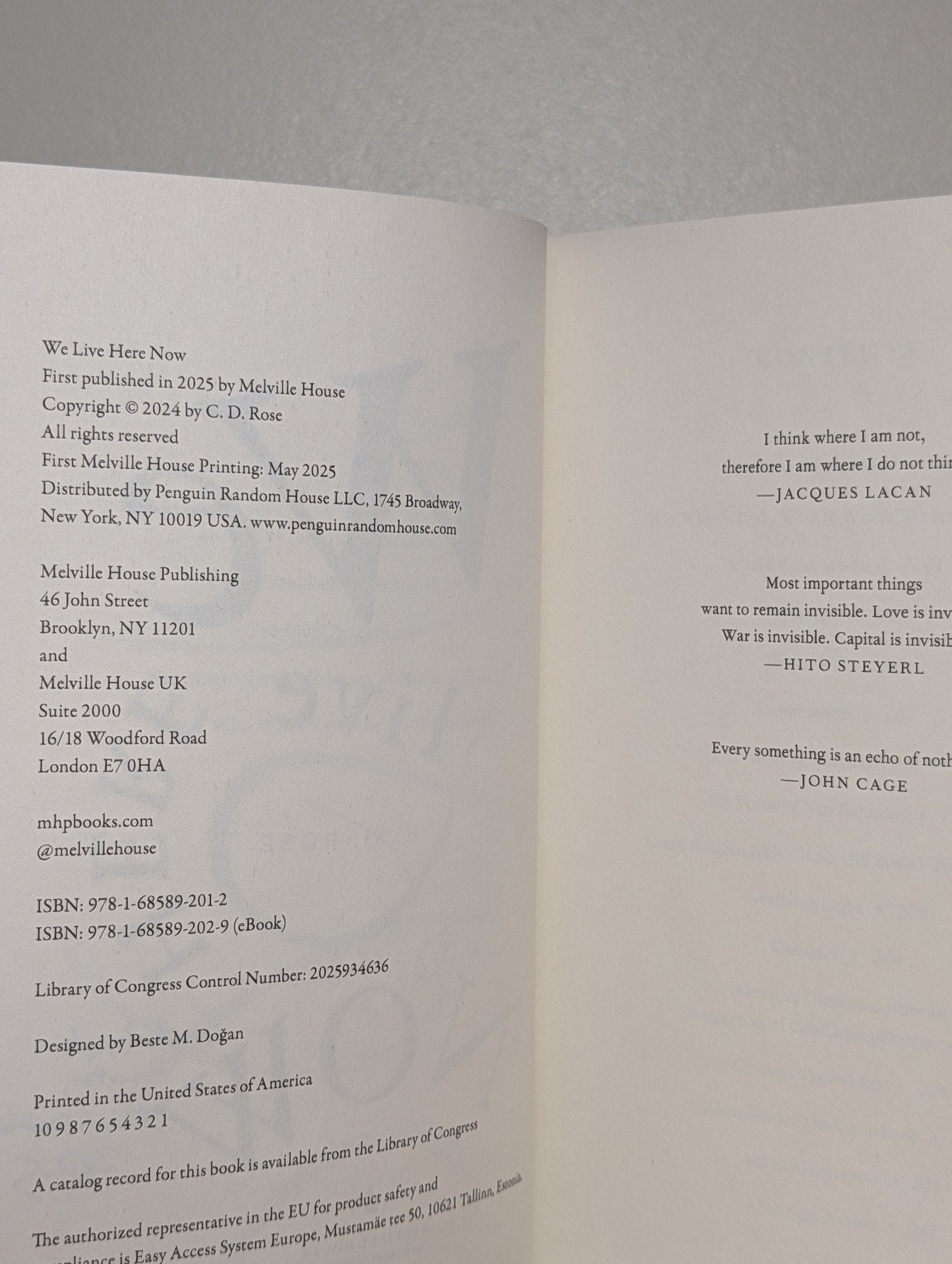 We Live Here Now (Signed Dated First Edition) by C.D. Rose - Fialta Books