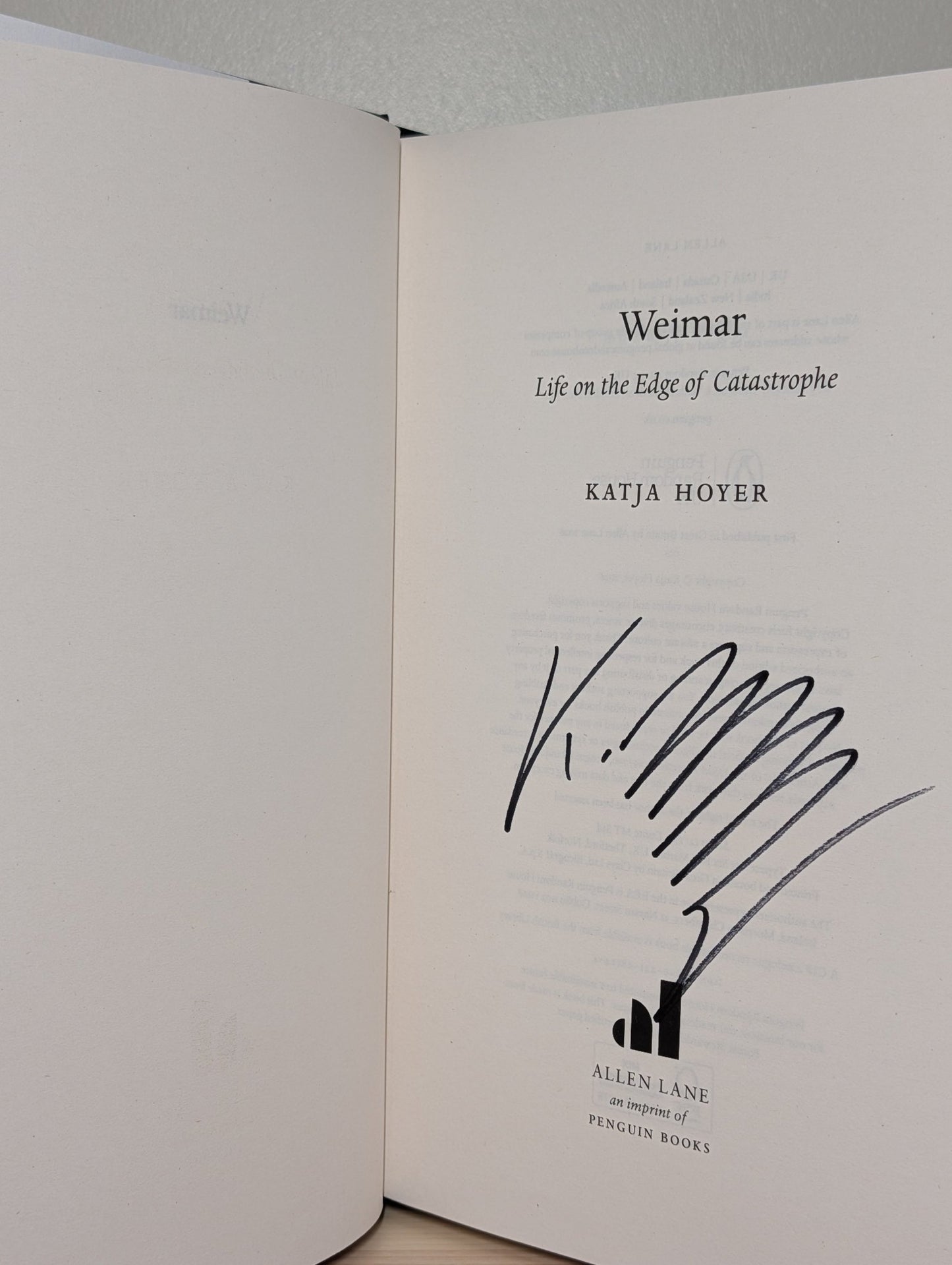 Weimar by Katja Hoyer (Signed First Edition) - Fialta Books