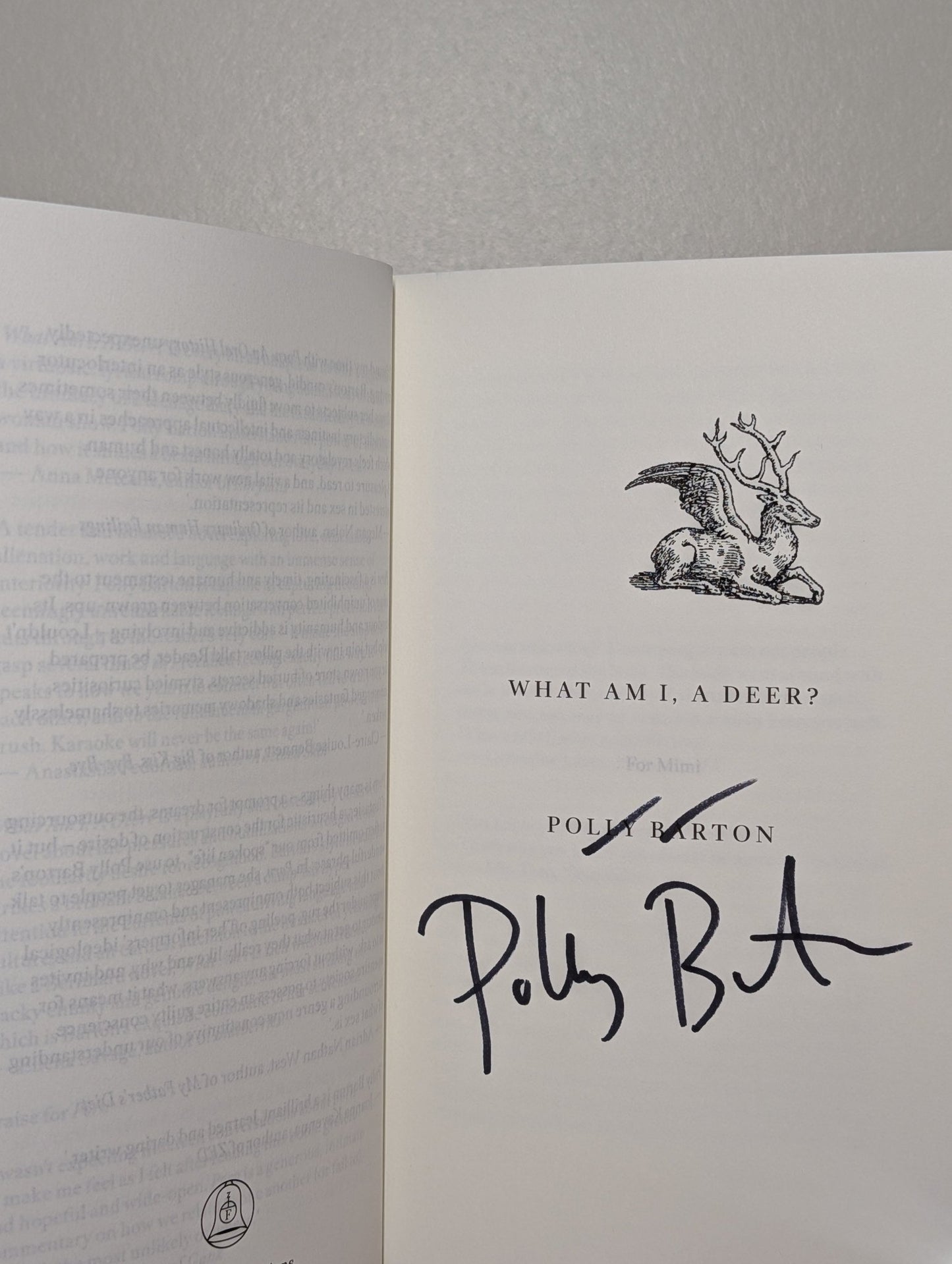 What Am I, A Deer? by Polly Barton (Signed Stamped First Edition) - Fialta Books