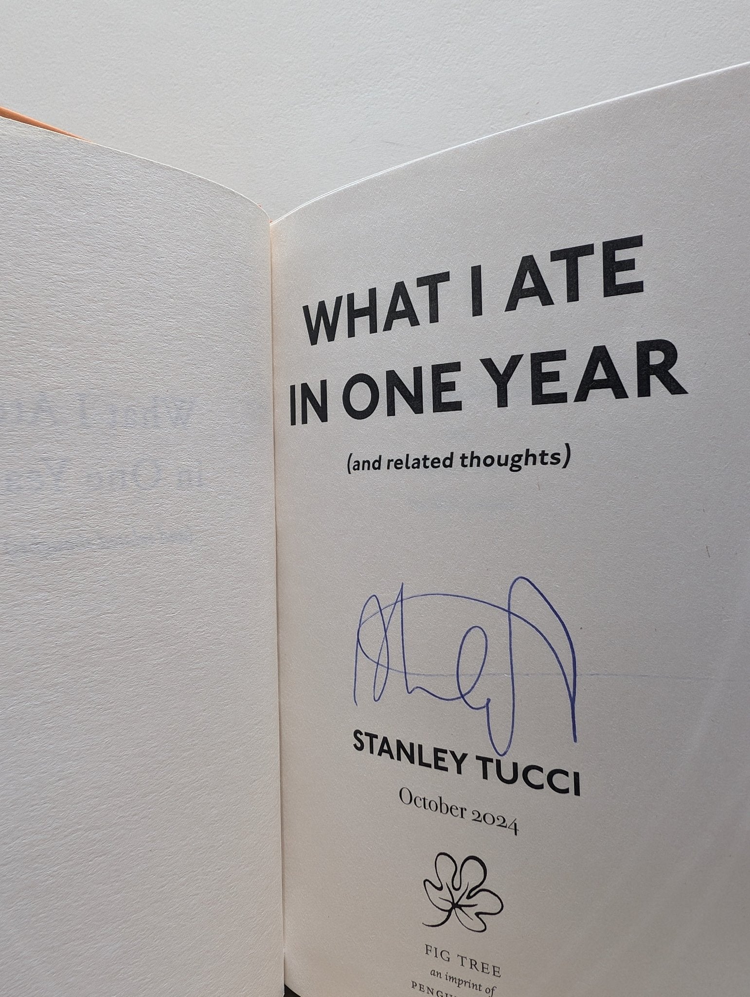 What I Ate in One Year by Stanley Tucci (Signed) - Fialta Books