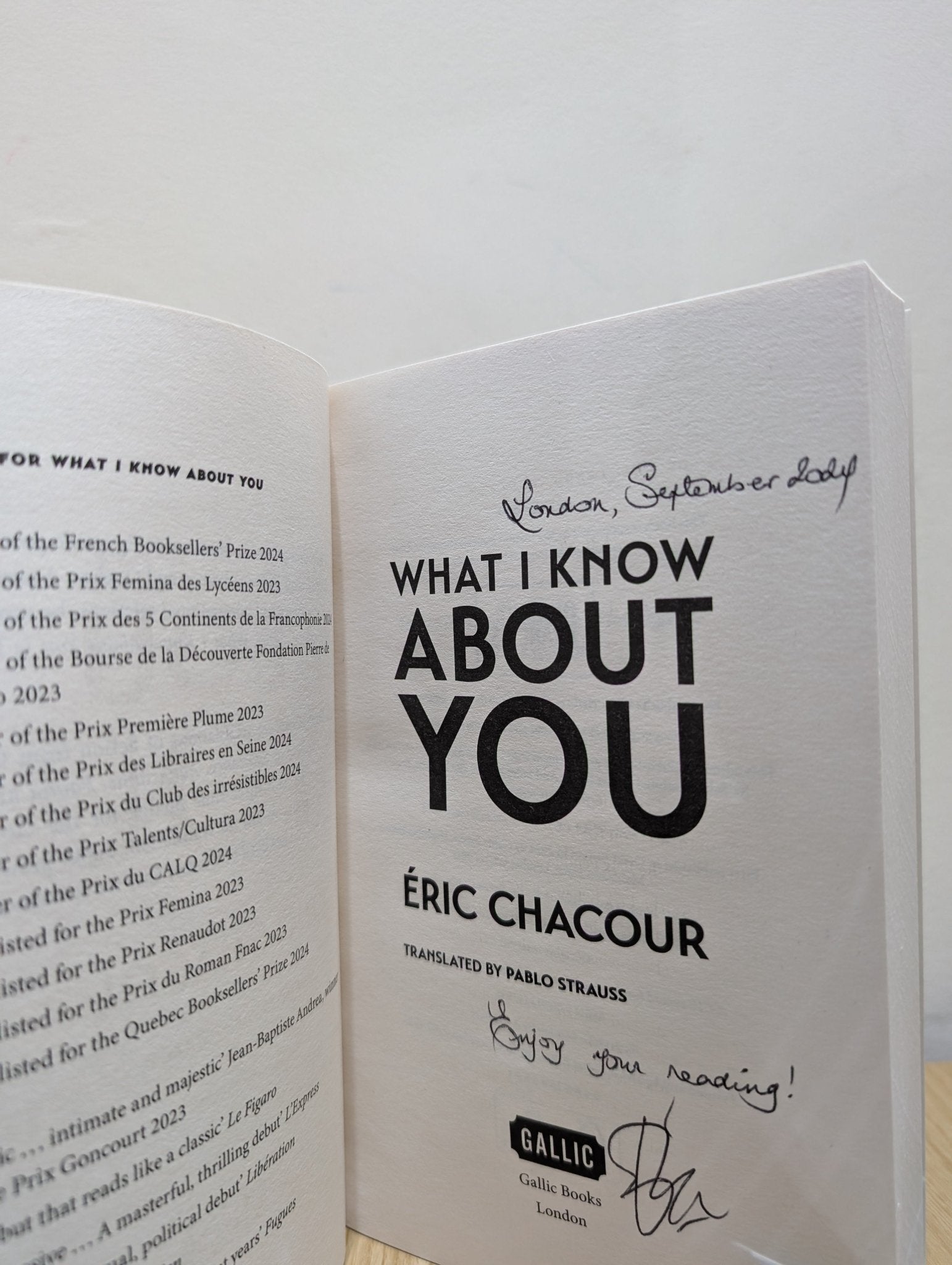 What I Know About You by Eric Chacour (Signed First Edition) - Fialta Books