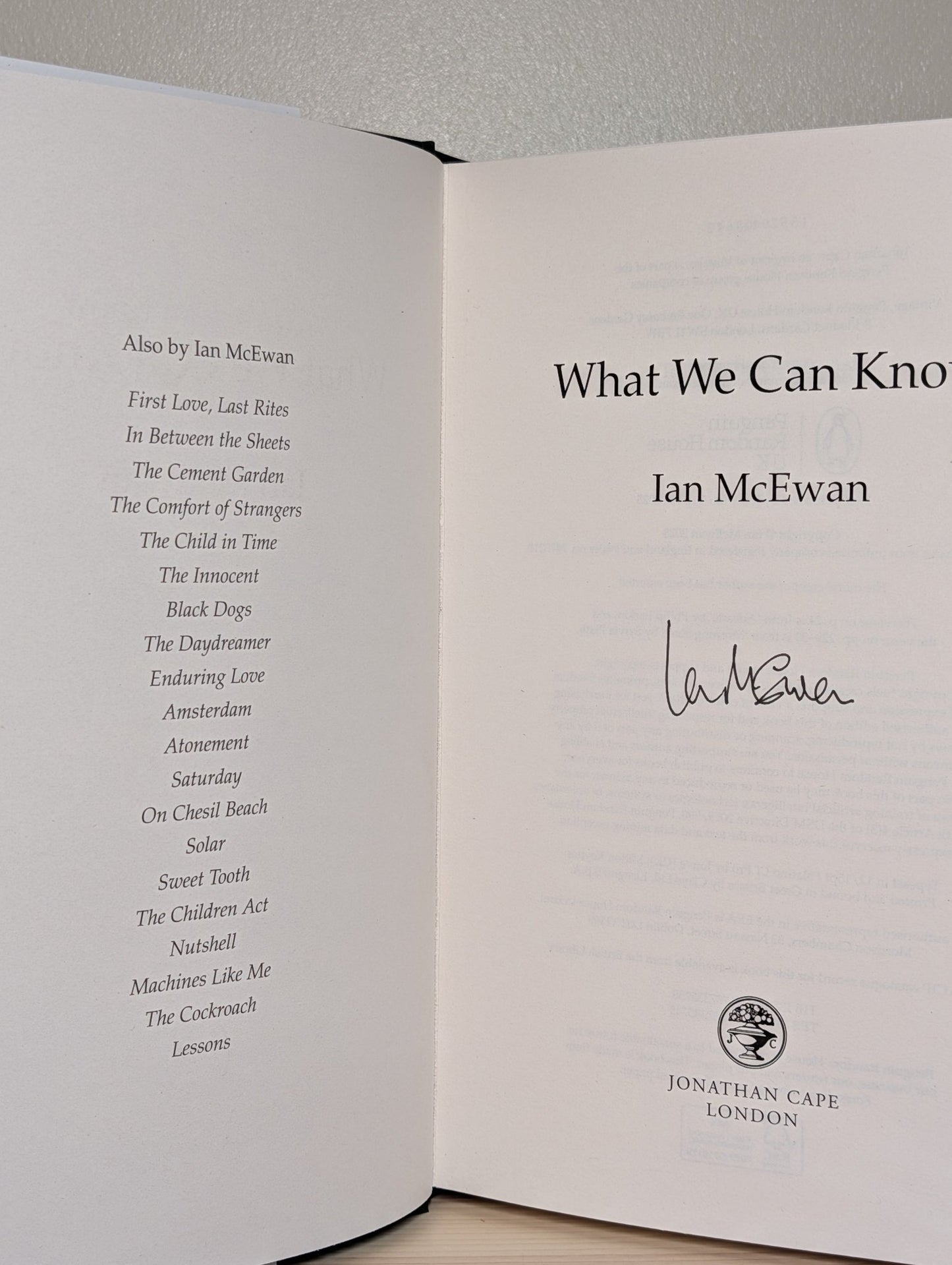 What We Can Know by Ian McEwan (Signed First Edition) - Fialta Books