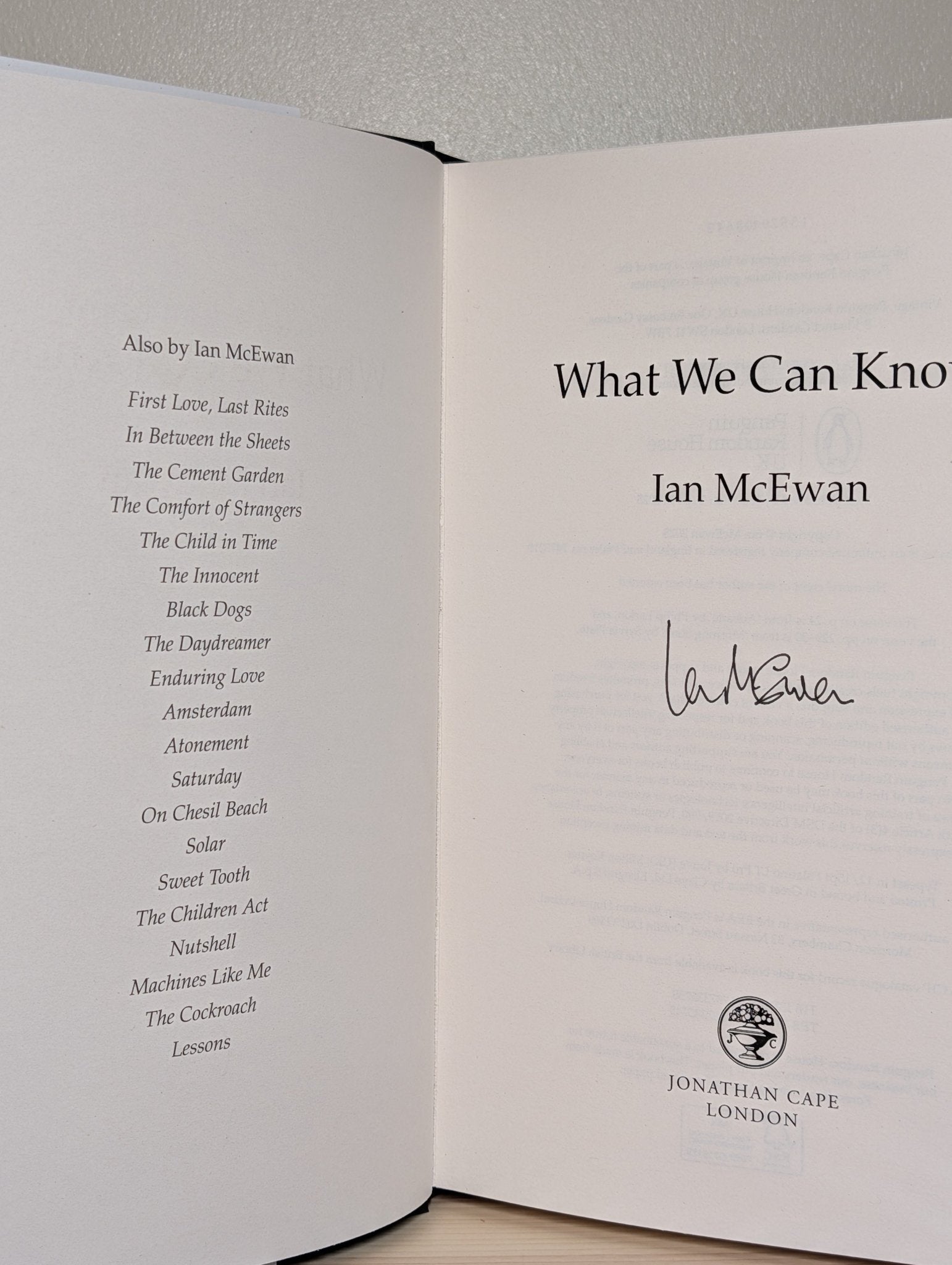 What We Can Know by Ian McEwan (Signed First Edition) - Fialta Books