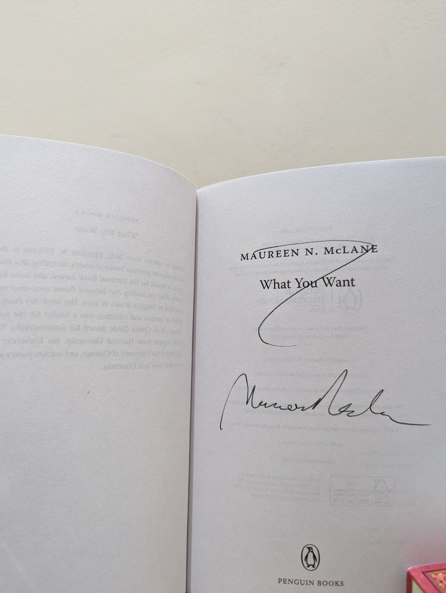 What You Want by Maureen N. McLane (Signed First Edition) - Fialta Books