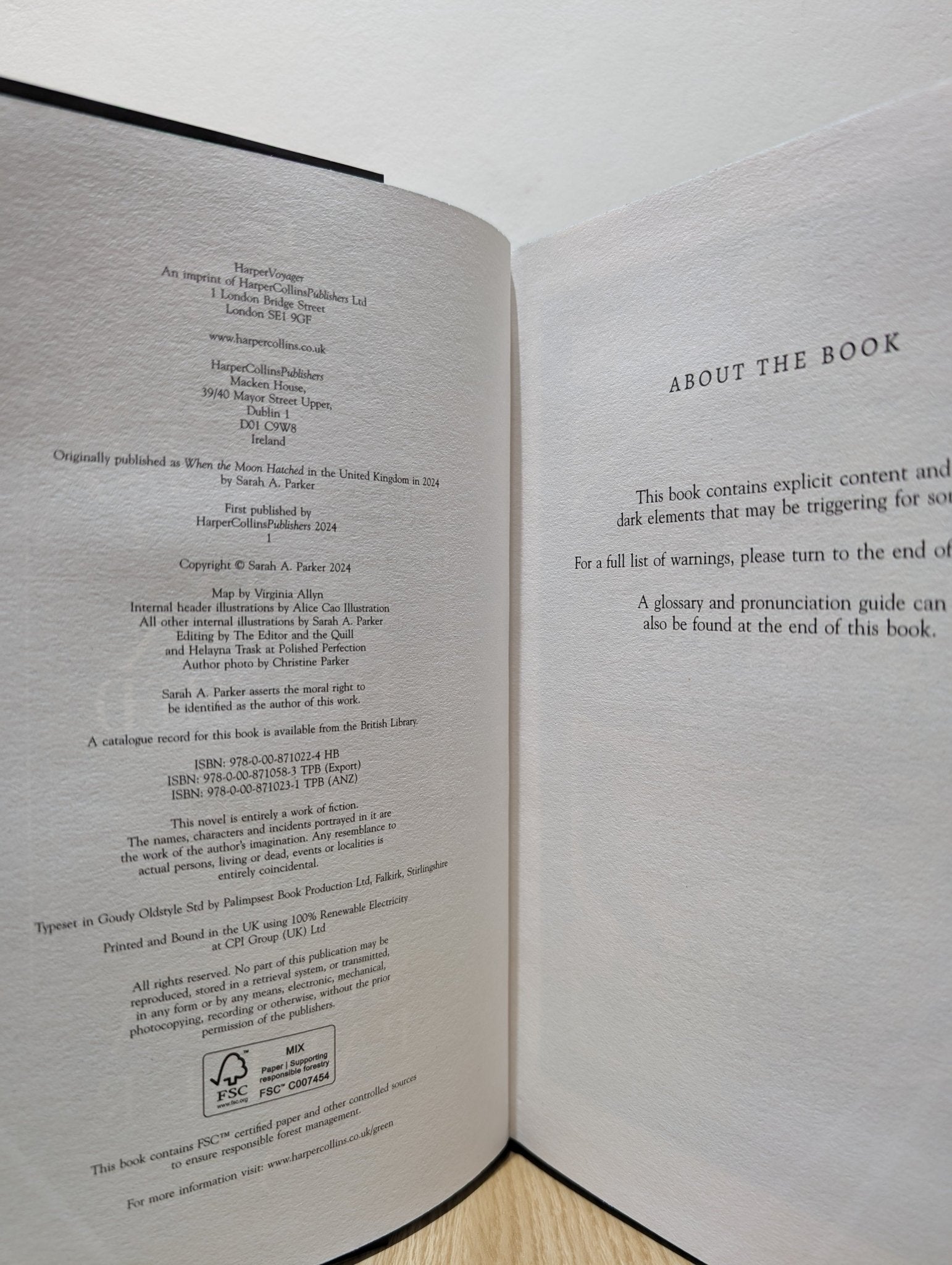 When the Moon Hatched by Sarah A. Parker (First Edition with sprayed edges) - Fialta Books