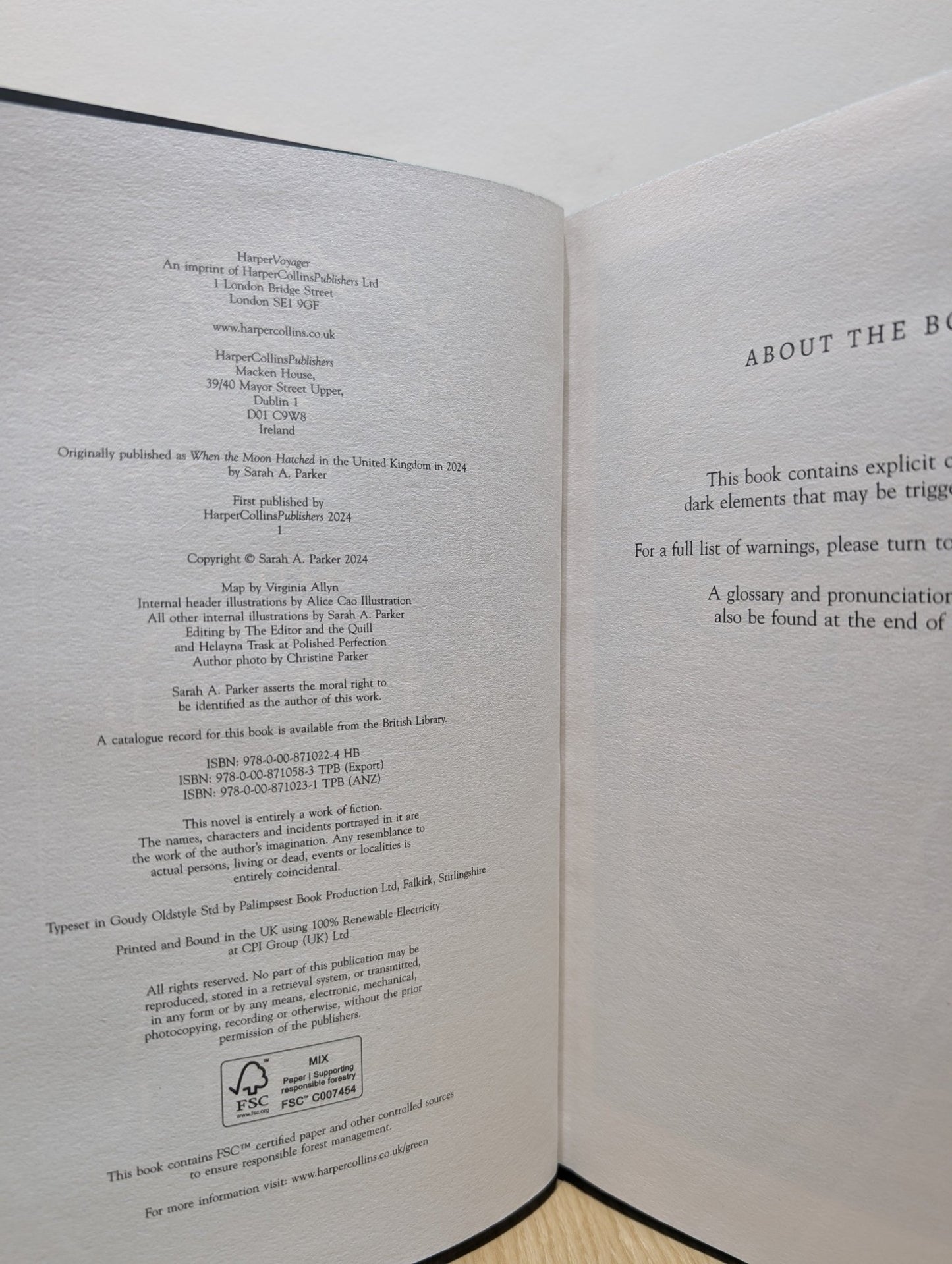 When the Moon Hatched by Sarah A. Parker (Signed Stamped First Edition with sprayed edges) - Fialta Books