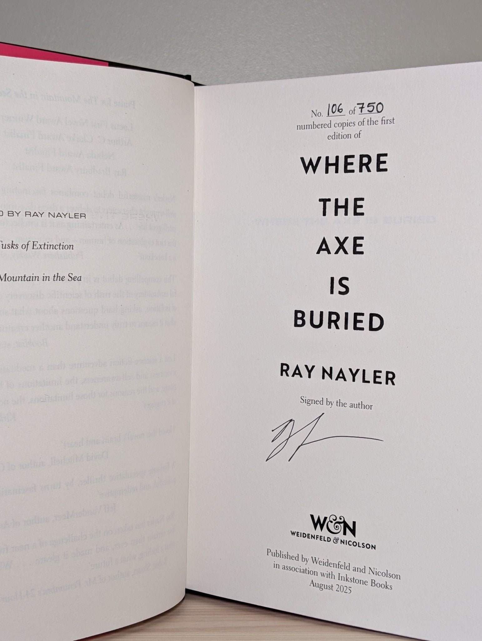 Where the Axe is Buried by Ray Nayler (Signed First Edition with sprayed edges) - Fialta Books