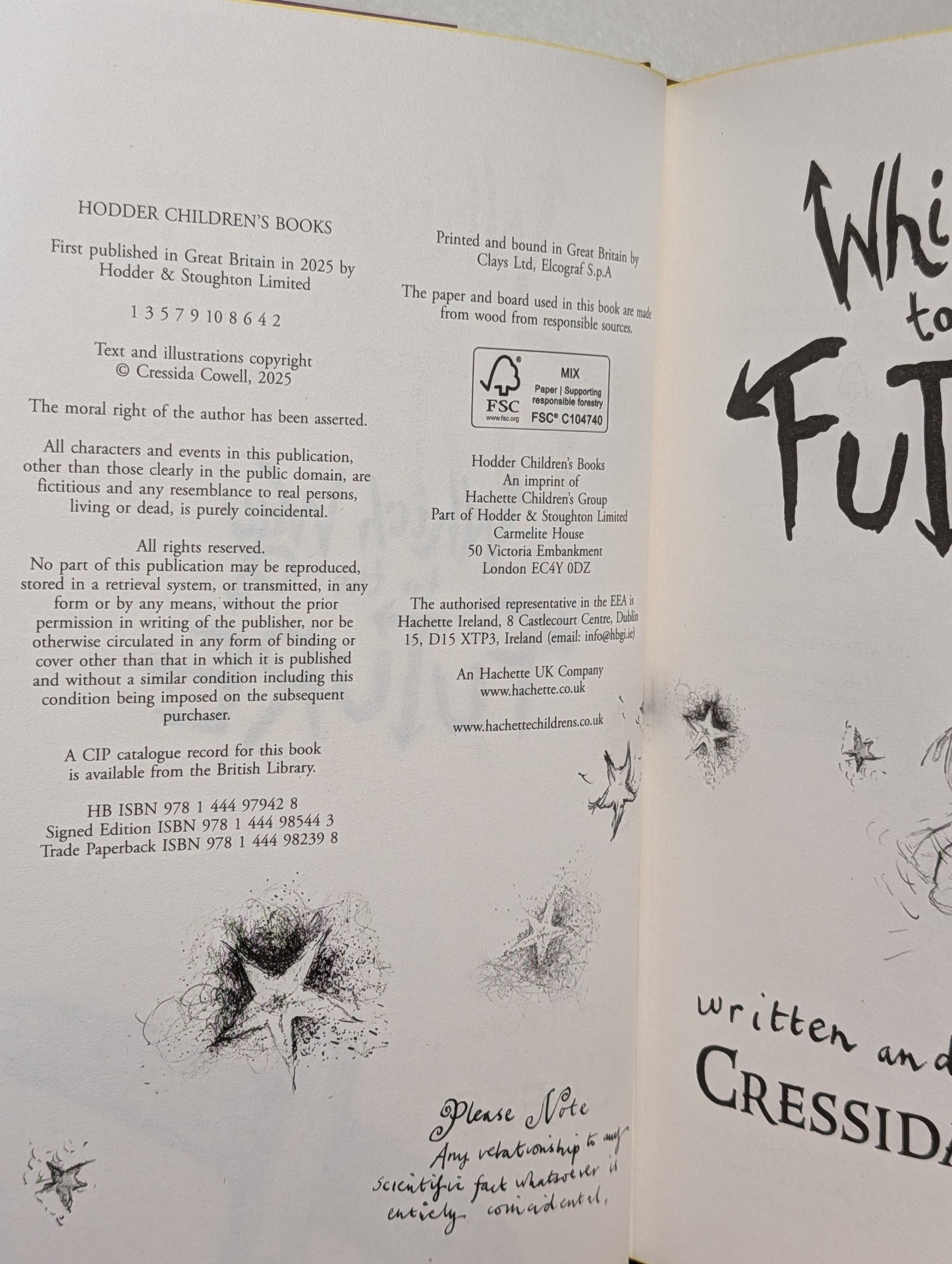 Which Way To The Future by Cressida Cowell (Signed First Edition with sprayed edges) - Fialta Books