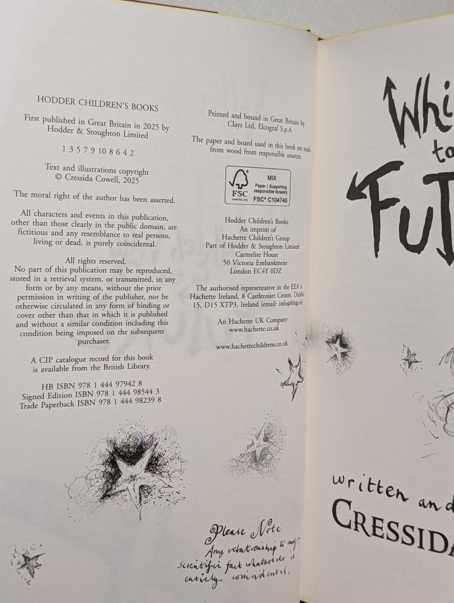 Which Way To The Future by Cressida Cowell (Signed First Edition with sprayed edges) - Fialta Books