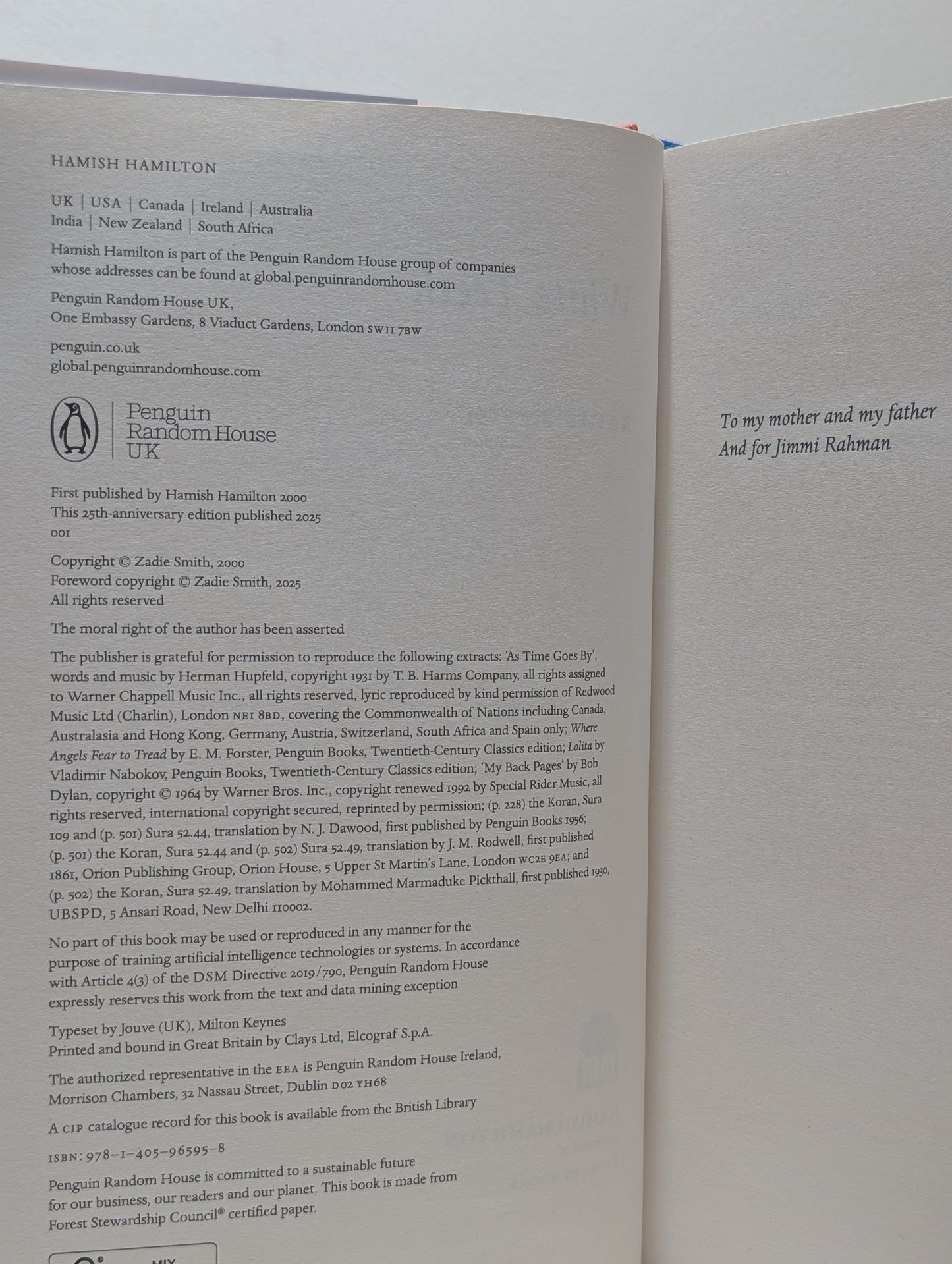 White Teeth: 25th Anniversary Edition by Zadie Smith (Signed) - Fialta Books