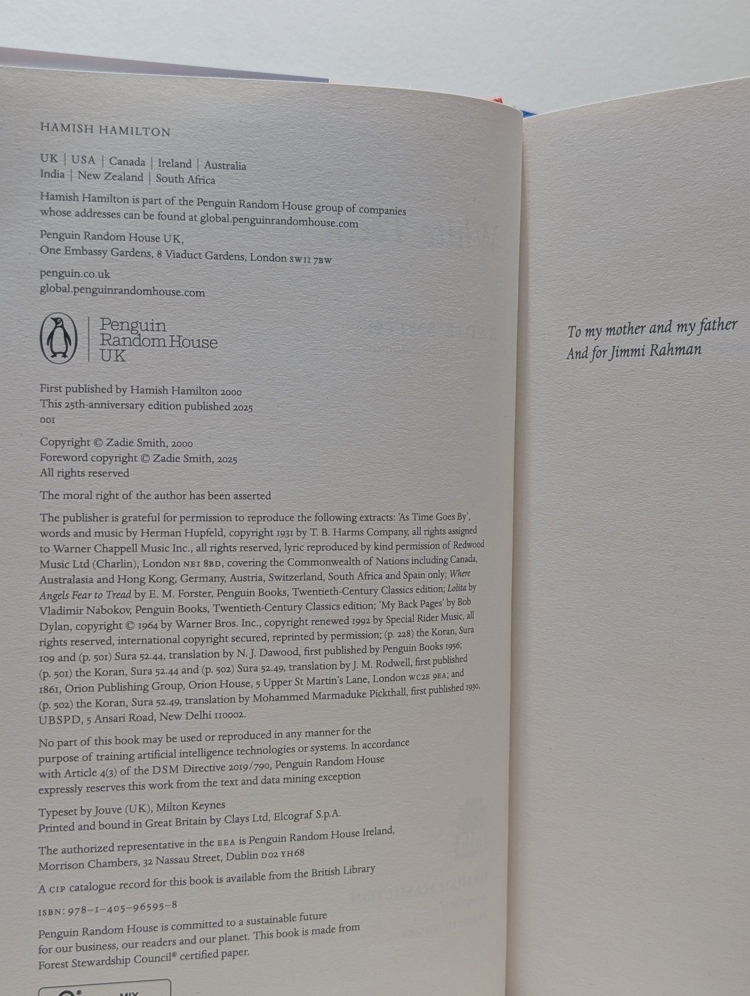 White Teeth: 25th Anniversary Edition by Zadie Smith (Signed) - Fialta Books