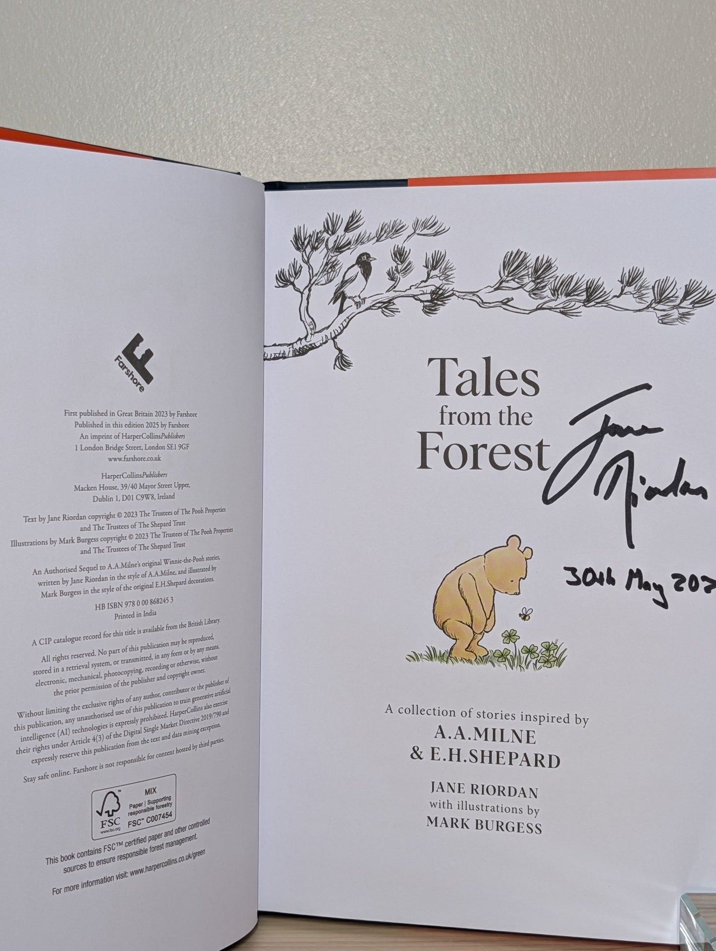 Winnie - the - Pooh: Tales from the Forest by Jane Riordan (Signed 100th Anniversary Edition) - Fialta Books