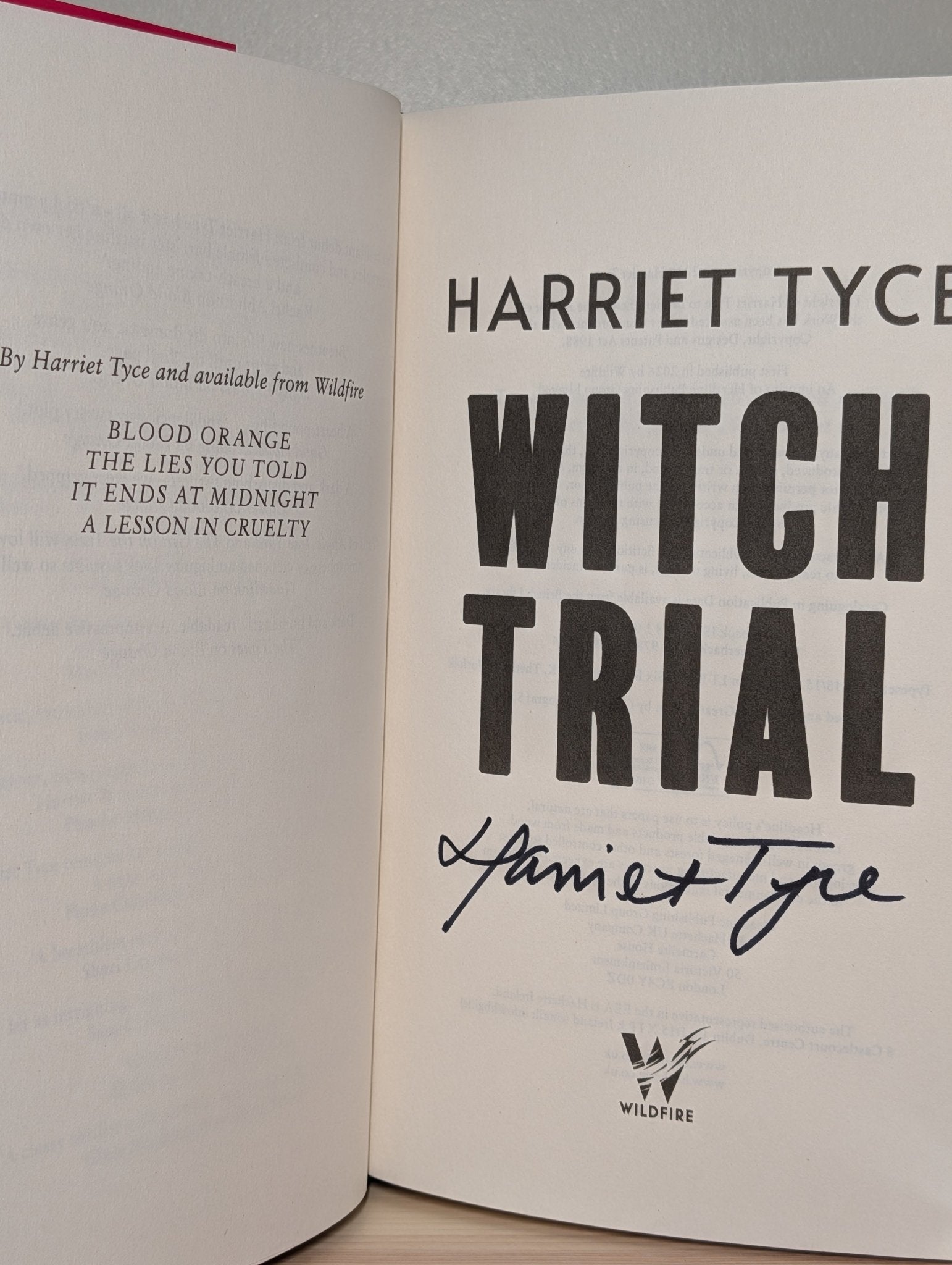 Witch Trial by Harriet Tyce (Signed First Edition) - Fialta Books