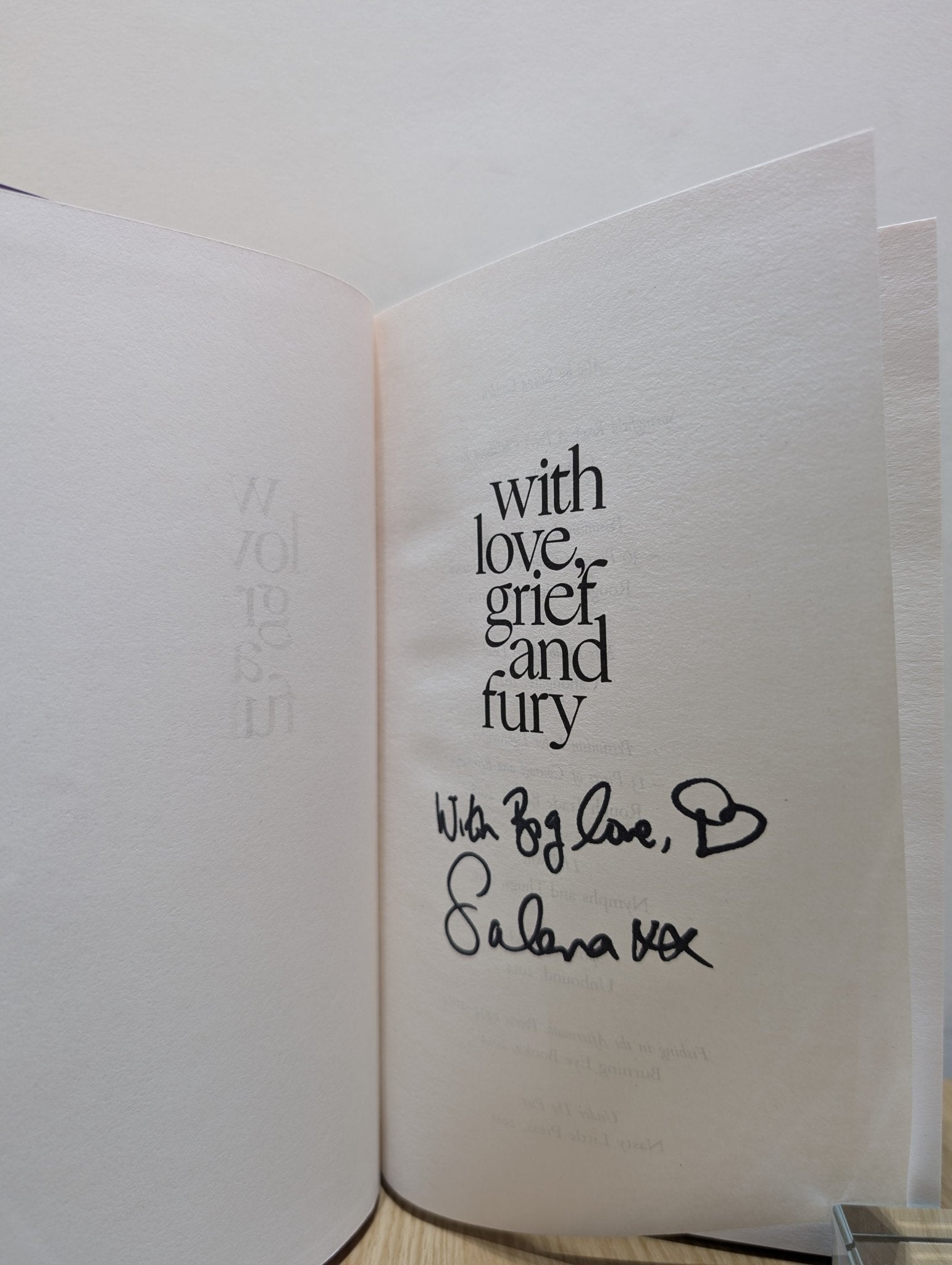With Love, Grief and Fury by Salena Godden (Signed First Edition) - Fialta Books