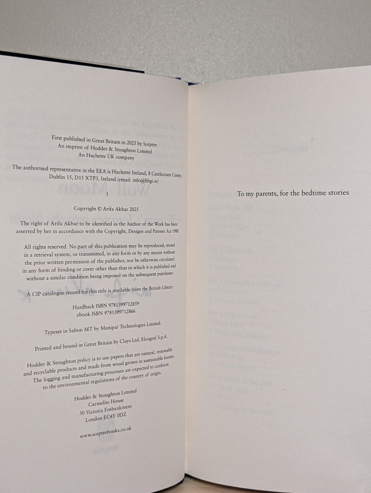 Wolf Moon: A Woman's Journey into the Night by Arifa Akbar (Signed First Edition) - Fialta Books