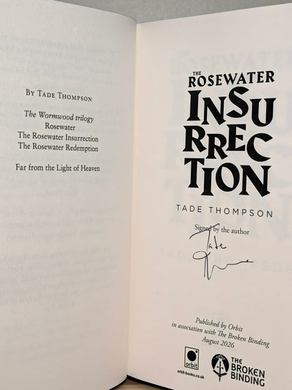 Wormwood Trilogy: Rosewater; Insurrection; Redemption by Tade Thompson (Signed Set with sprayed edges) - Fialta Books