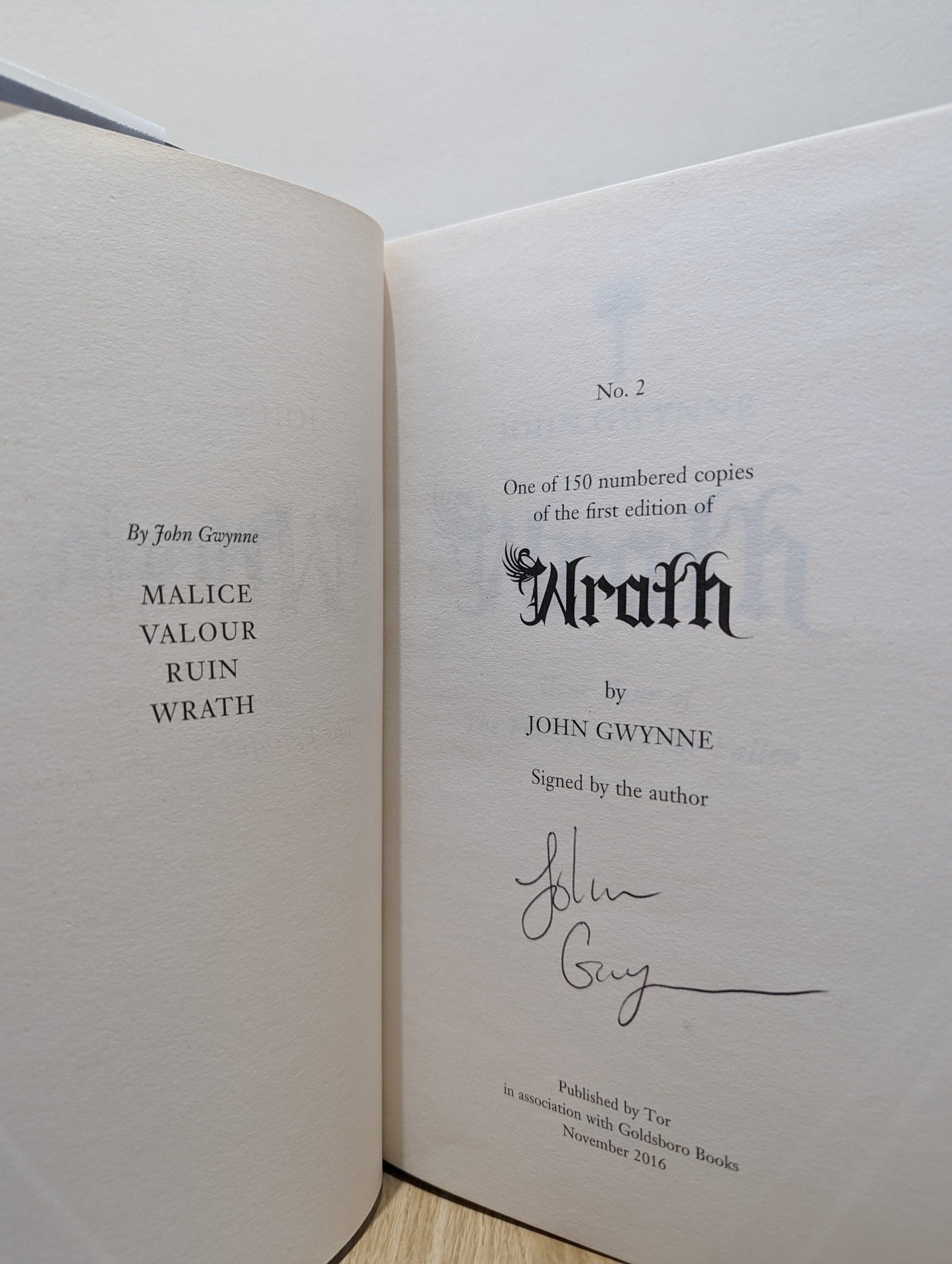 Wrath: The Faithful and the Fallen book 4 by John Gwynne (Signed Numbered First Edition) - Fialta Books