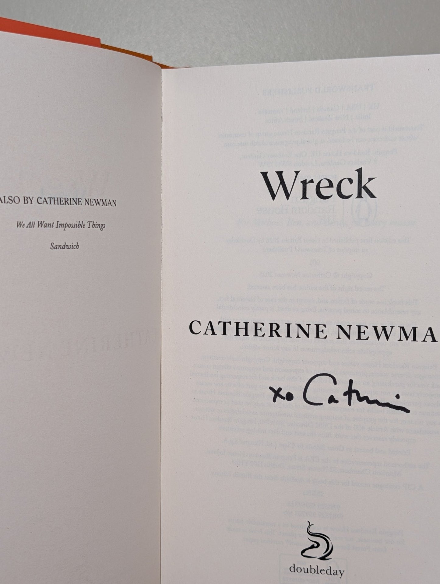 Wreck by Catherine Newman (Signed First Edition) - Fialta Books