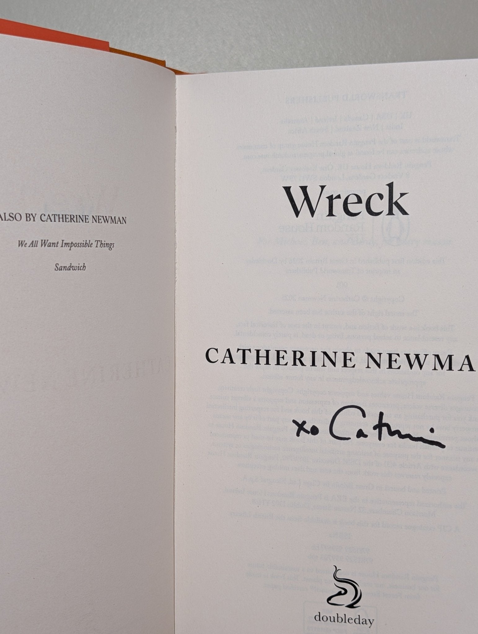Wreck by Catherine Newman (Signed First Edition) - Fialta Books