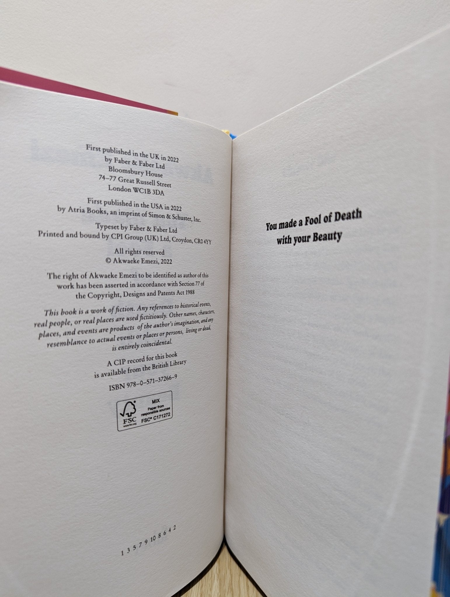 You Made a Fool of Death With Your Beauty by Akwaeke Emezi (Signed First Edition with sprayed edges) - Fialta Books