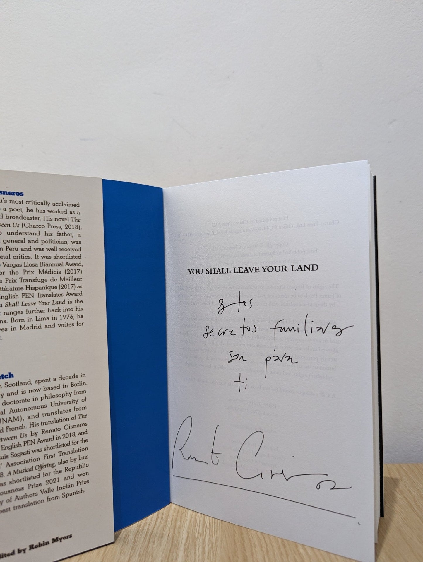 You Shall Leave Your Land by Renato Cisneros (Signed First Edition) - Fialta Books