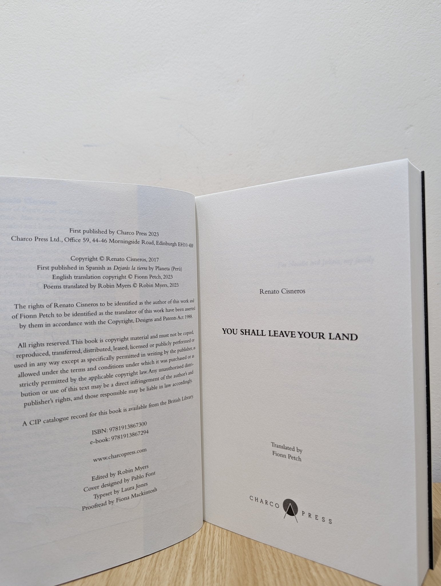 You Shall Leave Your Land by Renato Cisneros (Signed First Edition) - Fialta Books