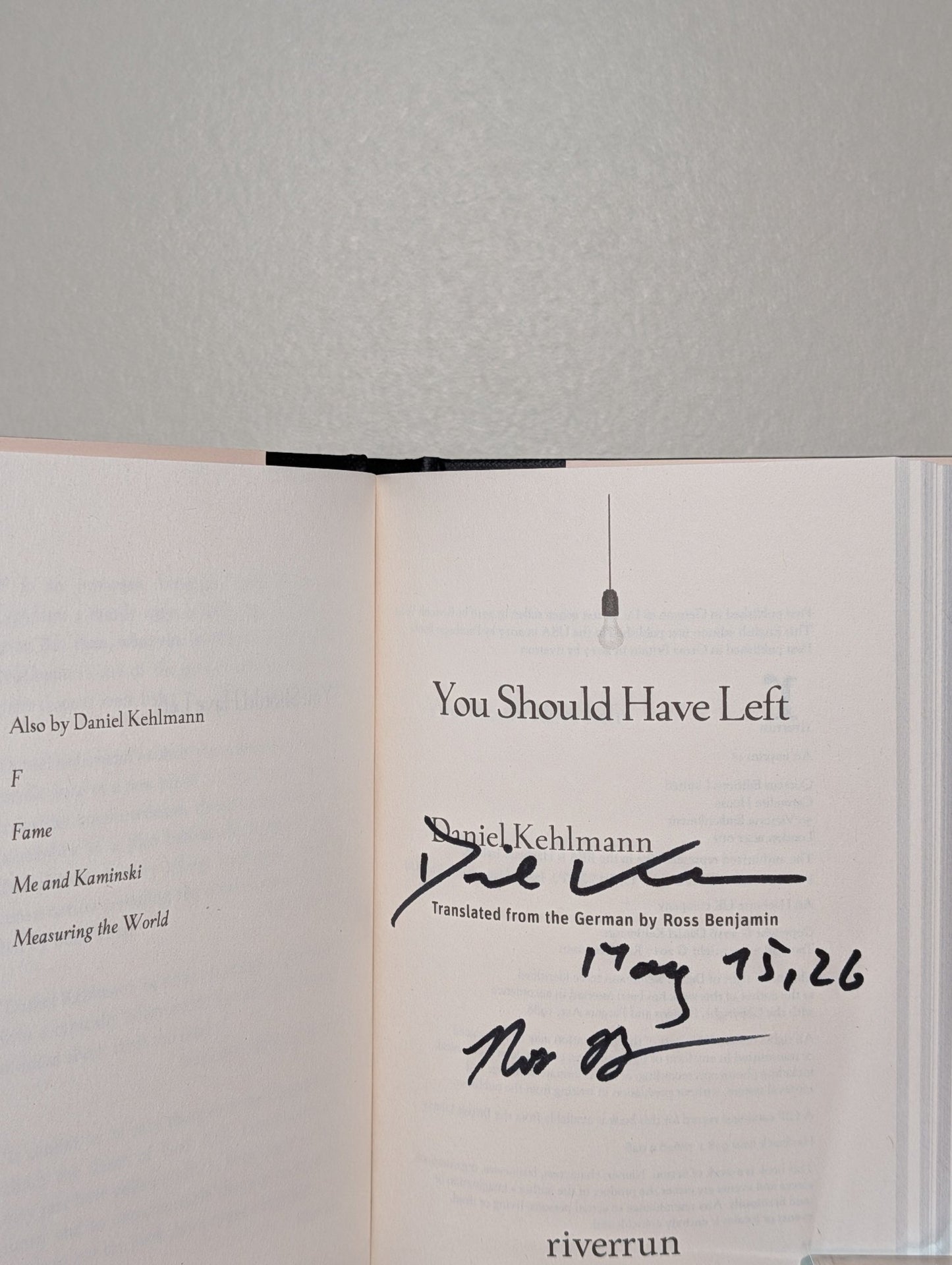 You Should Have Left by Daniel Kehlmann (Double Signed Dated Edition) - Fialta Books
