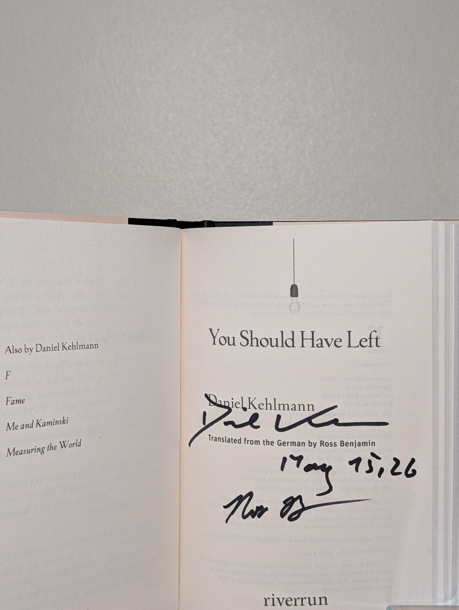 You Should Have Left by Daniel Kehlmann (Double Signed Dated Edition) - Fialta Books