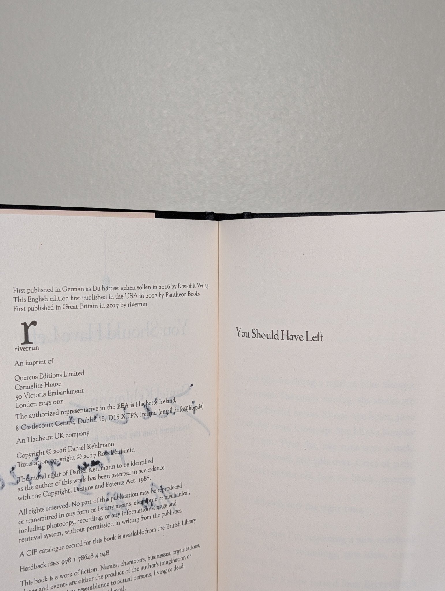 You Should Have Left by Daniel Kehlmann (Double Signed Dated Edition) - Fialta Books