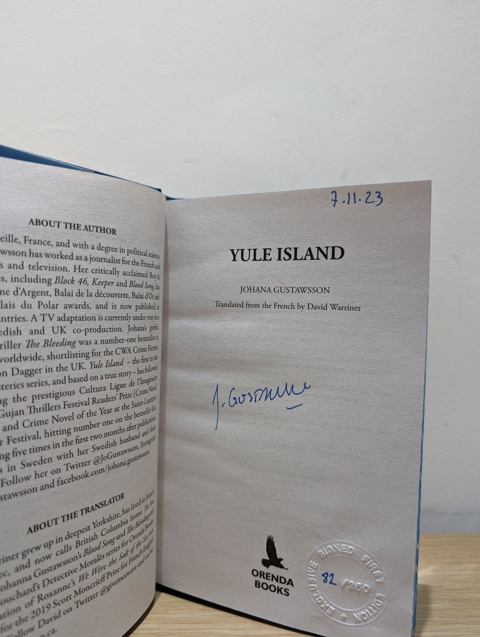 Yule Island by Johana Gustawsson (Signed Dated First Edition with sprayed edges) - Fialta Books